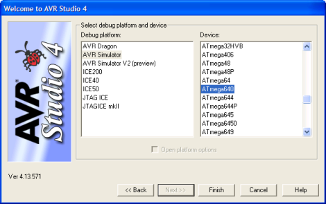 Select These Options in AVR Studio