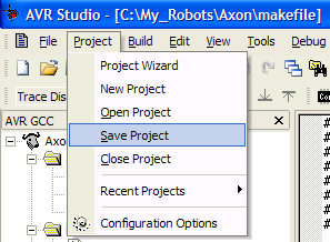 Save AVR Studio Project Configuration