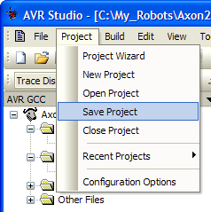 Save AVR Studio Project Configuration