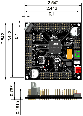 Axon II Microcontroller Dimensions