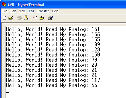 HyperTerminal Outputing Data